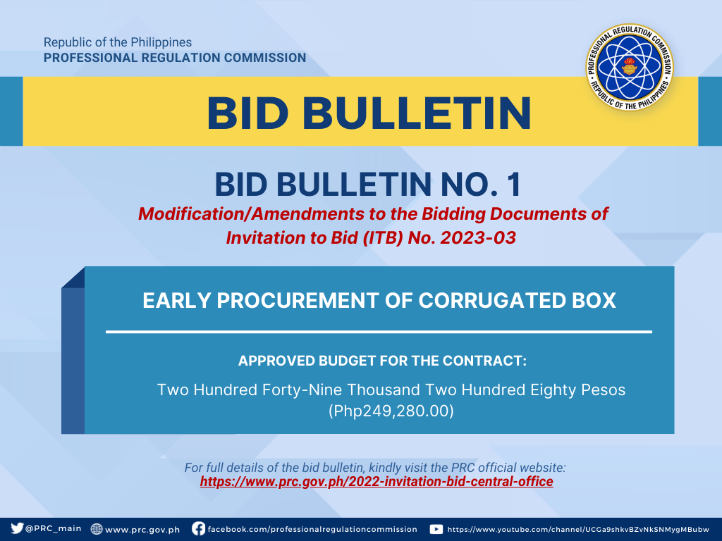 Bid Bulletin No 1 For Invitation To Bid No 2023 03 Professional